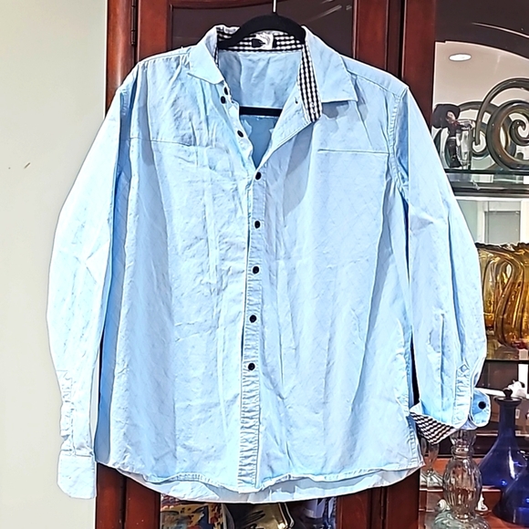 Amazon COOFANDY Crisp Cotton Shirt Contrast Trim Long sleeves large - Picture 1 of 11